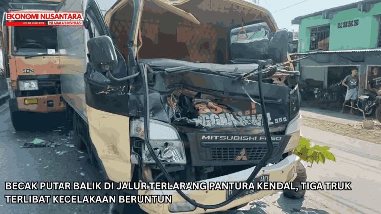 Becak Putar Balik di Jalur Terlarang Pantura Kendal, Tiga Truk Terlibat Kecelakaan Beruntun